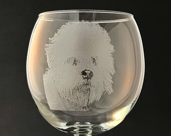 Etched Dandie Dinmont Terrier on Large Elegant Wine Glass (set of 2)