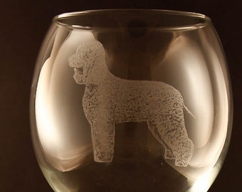 Etched American Water Spaniel on Large Elegant Wine Glass (set of 2)
