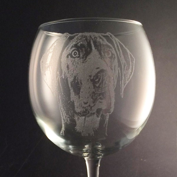 Etched Great Dane with Natural Ears on Elegant Wine Glass (set of 2)