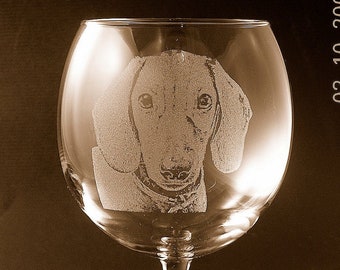Etched Basenji on Large Elegant Wine Glasses Set of 2 New