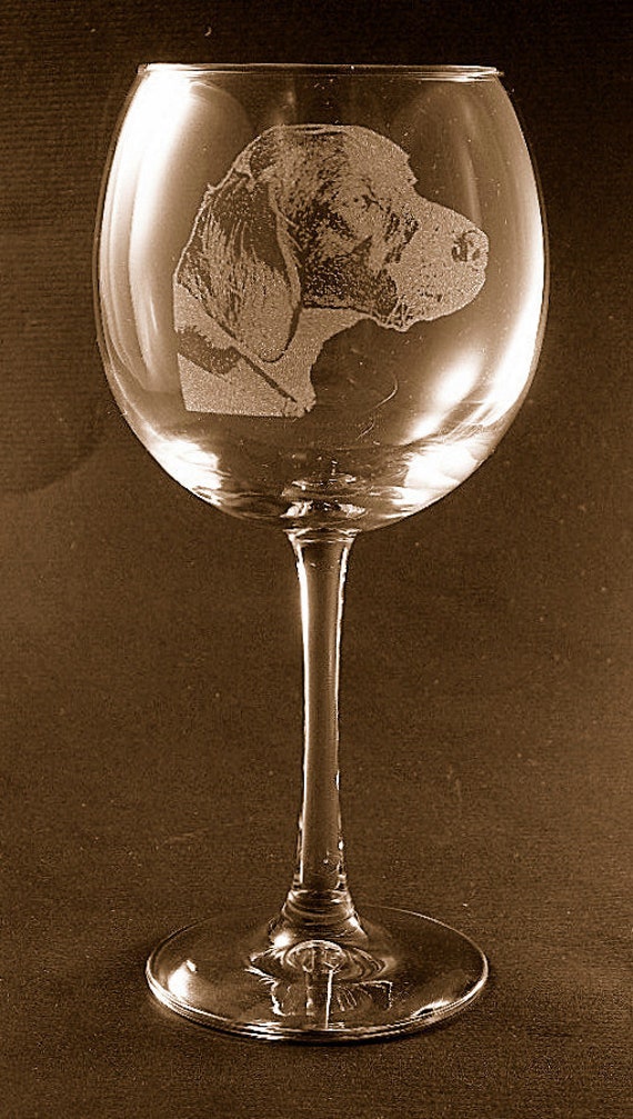 Set of 2 Etched Doberman Pinscher on Large Elegant Wine Glasses