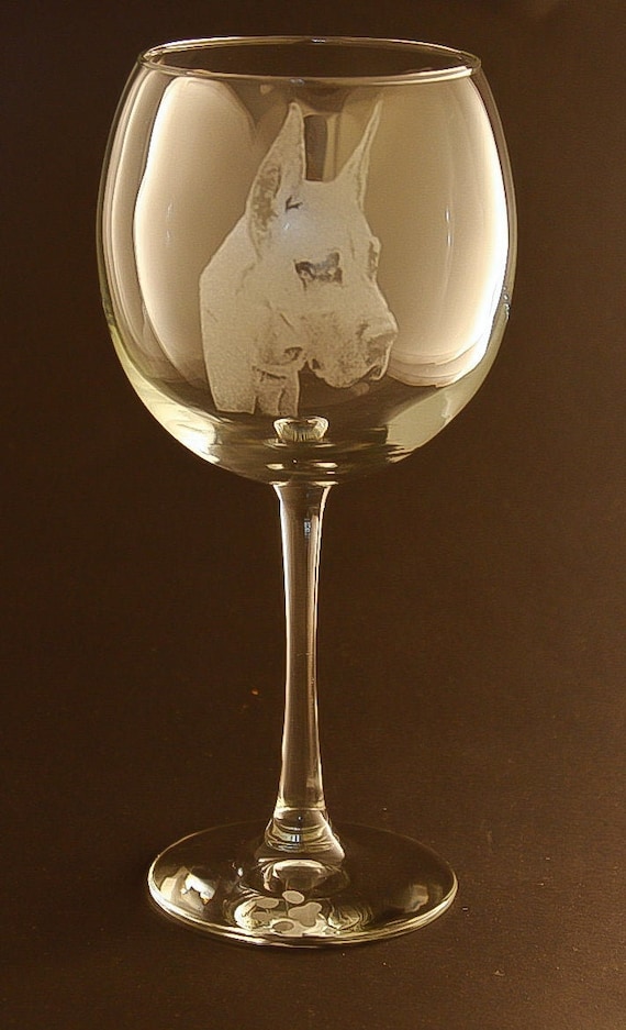 Etched Great Dane On Elegant Wine Glass Set Of 2 Etsy