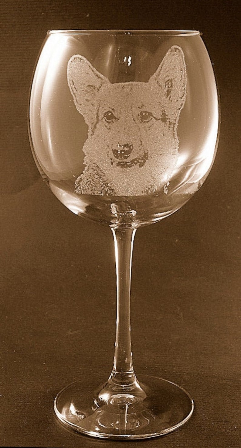 Etched Pembroke on Elegant Wine Glass set of 2 Etsy