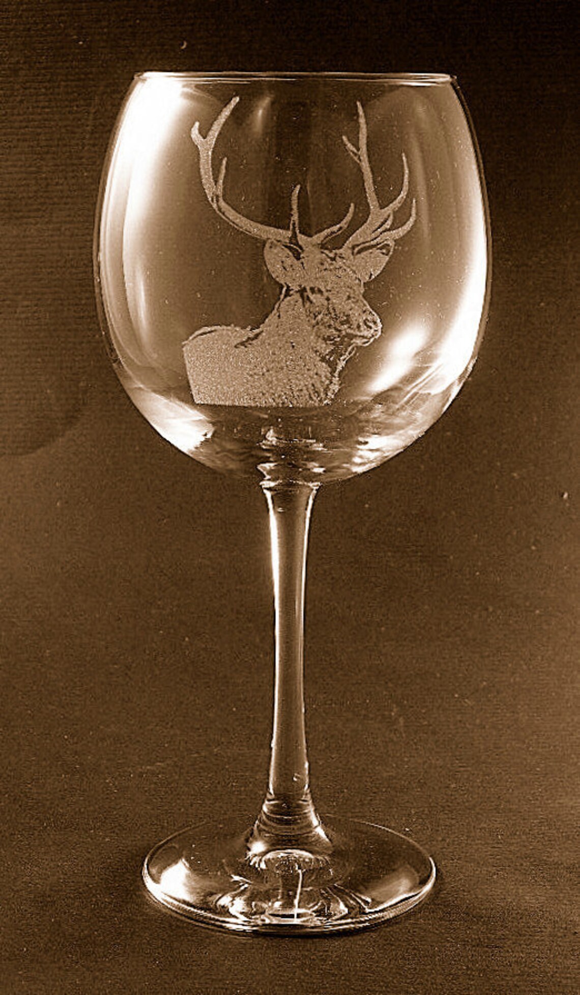 Etched Elk /deer on Elegant Wine Glass set of 2 Etsy