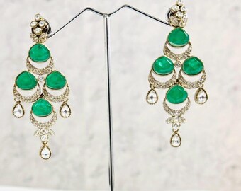 Kundan Polki Drop Earrings | Indian Wedding Jewelry