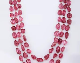 Handgemachte Multi Strang rosa Kristallperlen-Halskette, Statement-Schmuck