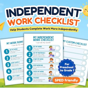 Independent Work Visual Checklist | SPED Classroom Printable