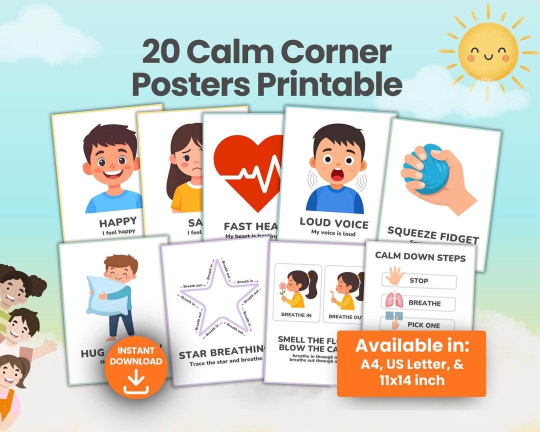 Calm Down Corner Posters, Emotional Regulation, Mindfulness Signs, ASD ...