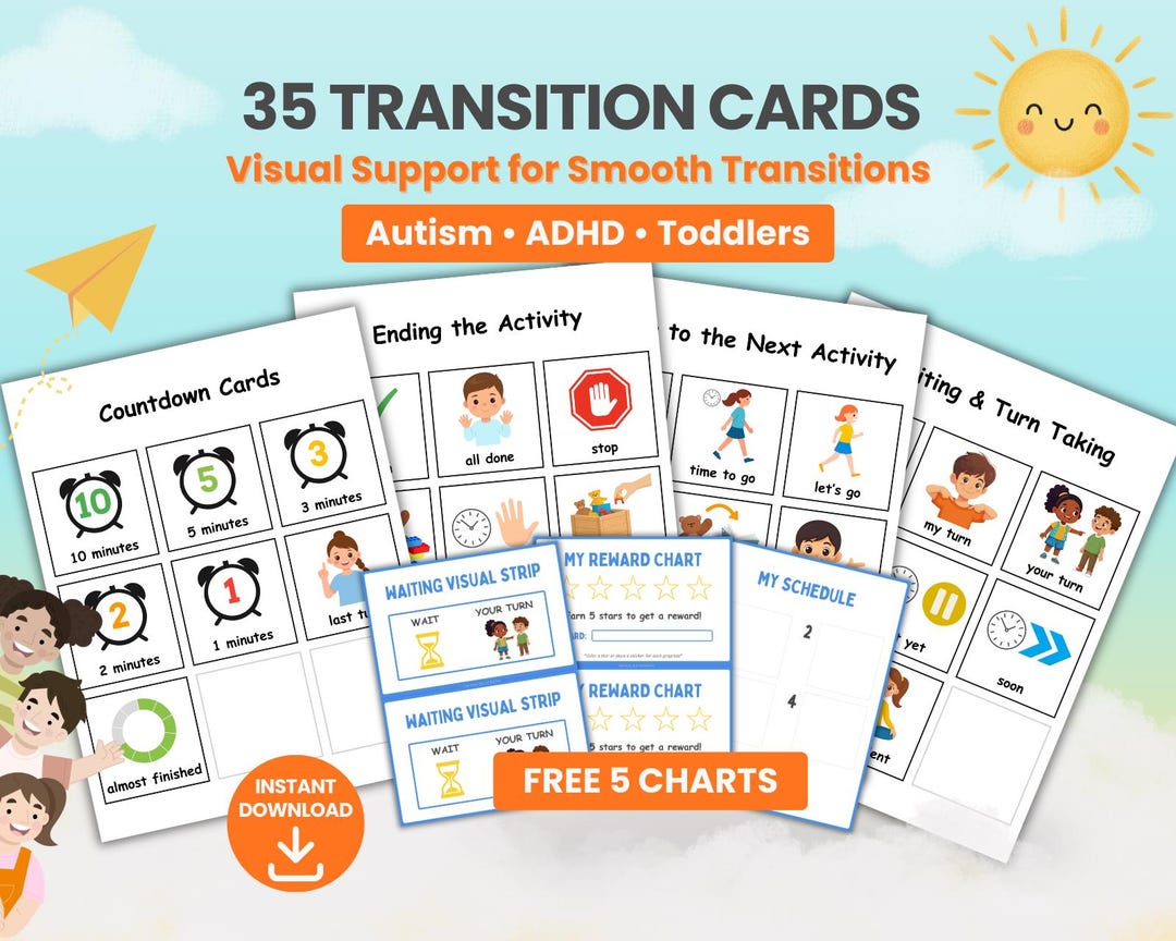 Visual Transition Checklist Autism ADHD Toddler Transition Cards | Visual Schedule Support (digital ...