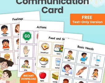 99 Printable Communication Cards PECS for Kids Toddler | Autism Flashcards Download | Nonverbal Visual Aid for Classroom and Homeschool PDF
