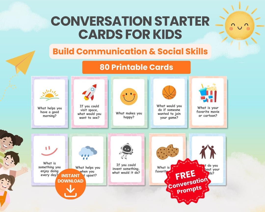 Conversation Starter Cards for Kids | Social Skills & Communication ...