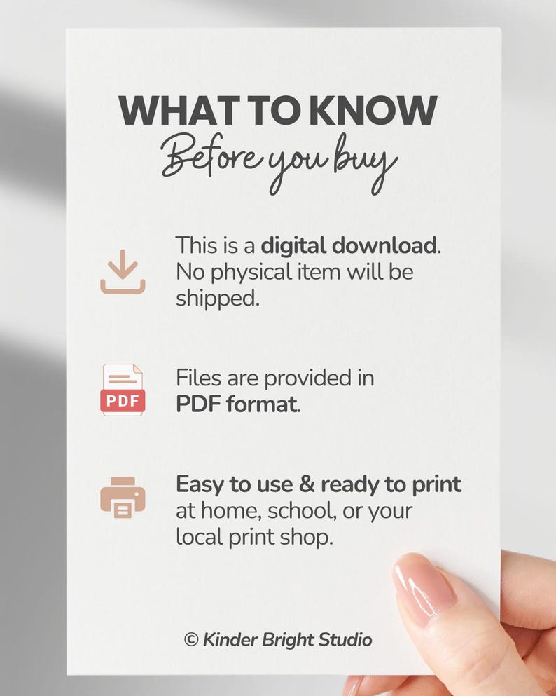 Peut inclure: Une carte d'information blanche avec du texte gris fonc&eacute; indiquant WHAT TO KNOW Before you buy. Elle comprend des ic&ocirc;nes pour un t&eacute;l&eacute;chargement num&eacute;rique, des fichiers PDF et l'impression, pr&eacute;cisant qu'il s'agit d'un t&eacute;l&eacute;chargement num&eacute;rique.