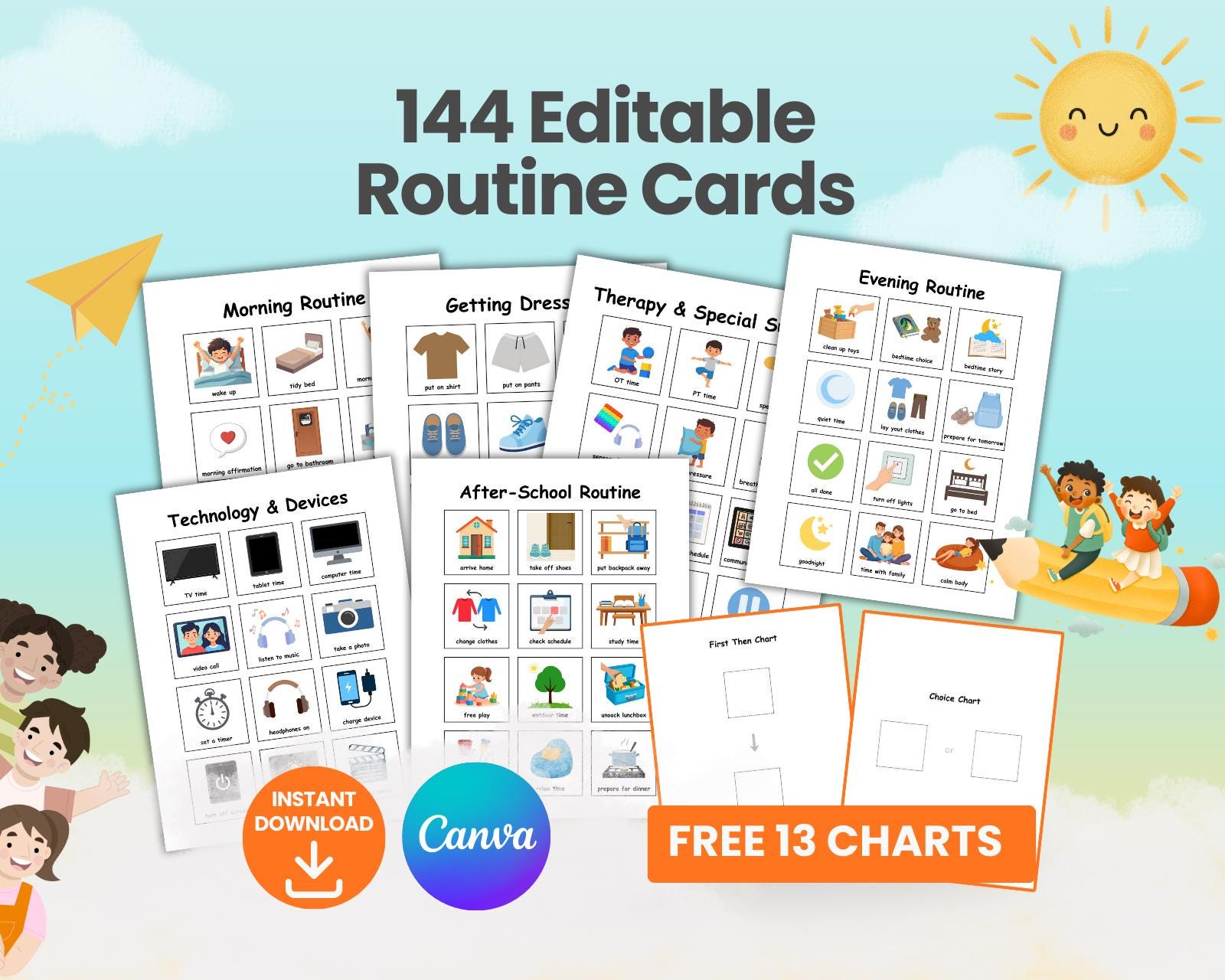 Daily Routine Chart Asd 144 Autism Visual Schedule Cards | Daily Routine Chart (digital ...