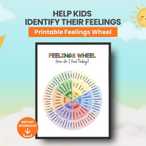 Kids Feelings Wheel | Emotion Regulation Chart Autism, Calm Down Poster (Digital Download)