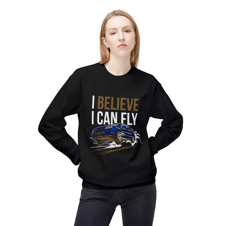 I Believe I Can Fly Sweatshirt, Subaru WRX Rally Crewneck, AWD Turbo JDM Racing, Car Enthusiast Gift Bild 3
