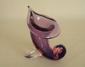 Authentic ARCHIMEDE SEGUSO Murano Glass CORNUCOPIA Vase 1950s Label