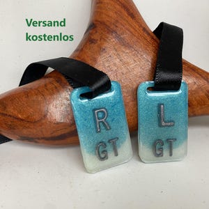 rechteckige Bleibuchstaben, Röntgenmarker, XrayMarker, Röntgenbuchstaben mit Initialien.