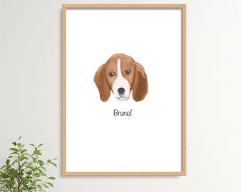 Custom Dog Portrait, Hand-Drawn Dog and Cat Illustration, Pet memorial gift, pet lover gift, digital drawing