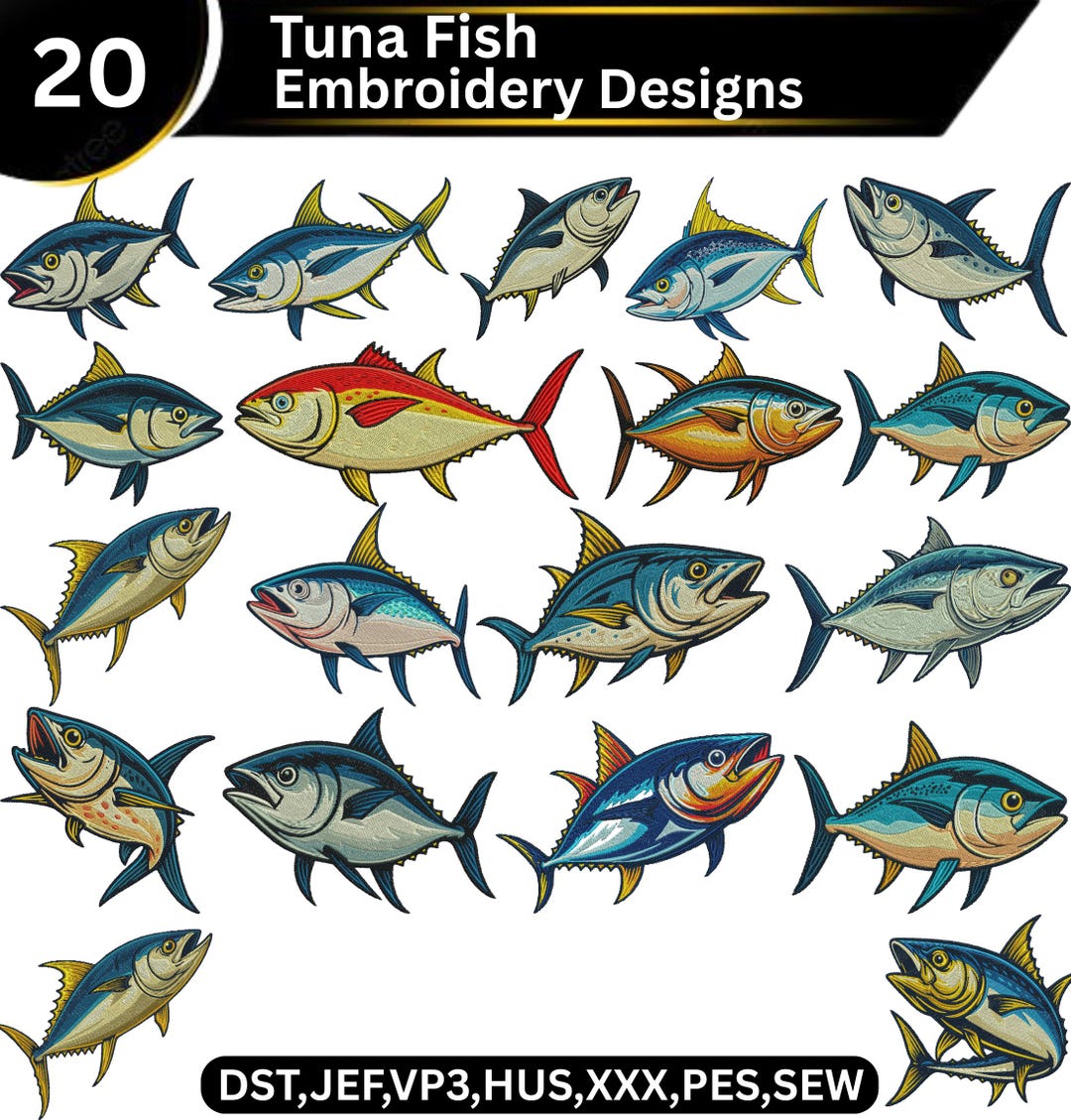 Simple Tuna Design Tuna Fish Embroidery Design, Cute Tuna Fish Embroidery Designs ...