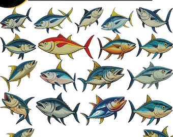 Tuna Fish Embroidery Design, Cute tuna Fish Embroidery designs, Tropical Mini Ocean Fish Embroidery Files, Machine Embroidery designs.