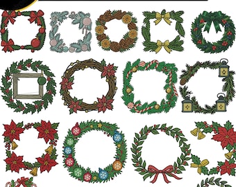 Kit de bordado de corona de acebo, diseño de bordado de corona navideña, paquete de bordado de corona, marcos de bordado navideños, paquete de corona de acebo