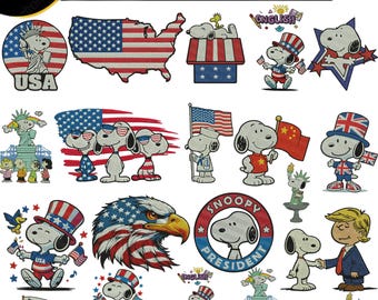 Diseño de bordado de Snoopy, 4-7 pulgadas, DST, PES, JEF (Descarga digital)