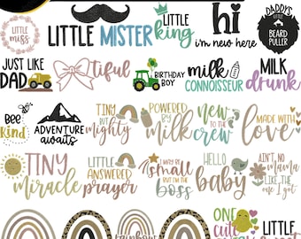 Baby Quotes Embroidery Designs Bundle, Cute Baby Saying Embroidery Patterns Set, Nursery Typography Embroidery Files