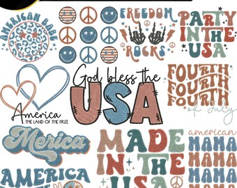 Paquete de diseños de bordado Easter USA Vibes, conejito patriótico, archivos de bordado de primavera de EE. UU. del 4 de julio.