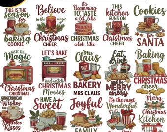 Diseños de bordado con frases de repostería navideña: diseños de bordado de toallas de cocina, bordado de delantales de cocina, diseños de bordado a máquina