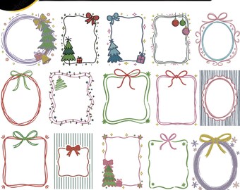 Holly Wreath Embroidery Designs, Christmas Frames (Digital Download)