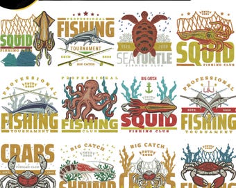 Fishing Embroidery Design, Cute Fisherman Fish Catch Summer Outdoor Stitch File | Machine Embroidery designs.