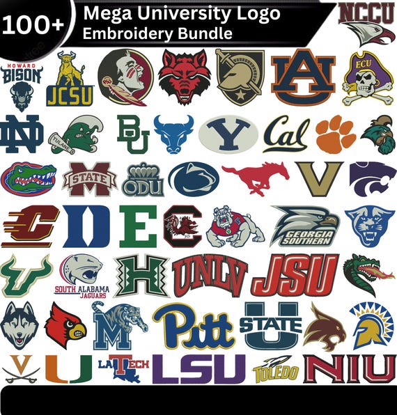 University Logos Embroidery Designs, Mega university Logo Embroidery Bundle, All university Logos Machine Embroidery Files