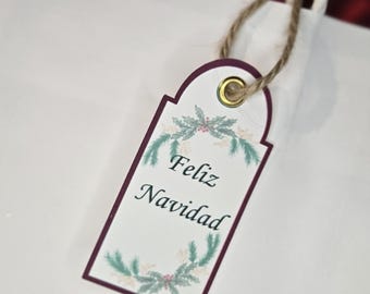 Etiquetas de presente Feliz Navidad – Conjunto de etiquetas clássicas para as festas de fim de ano – Etiquetas para as festas – Espanhol