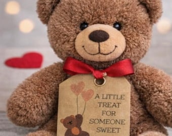 Etiquetas de presente de Dia dos Namorados com tema de urso | Etiquetas para guloseimas de Dia dos Namorados | Etiquetas fofas para a sala de aula | Conjunto de etiquetas feitas à mão | 2x3 e 1x2