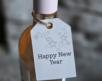 Etiquetas para Presente de Ano Novo | Etiquetas para Presente de Réveillon | Etiquetas "Um Brinde ao Ano Novo" | Etiquetas "Feliz Ano Novo" | Etiquetas Artesanais para Embalagem de Ano Novo