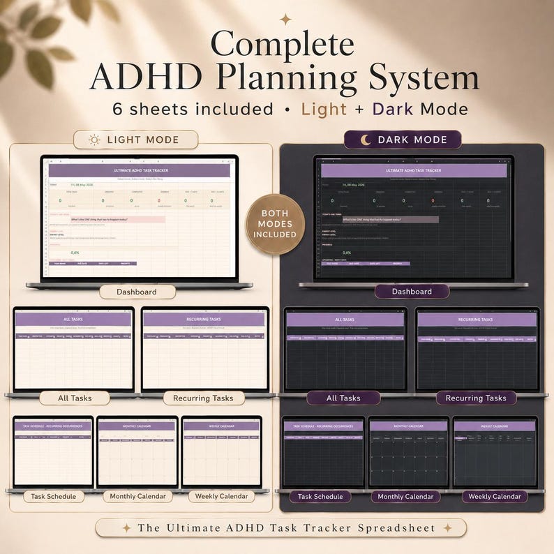 ADHD Task Tracker Spreadsheet Bundle, Excel & Google Sheets Planner ...
