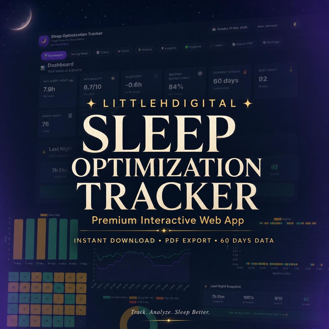 Sleep Optimization Tracker | Web App With PDF Guide (instant Download ...