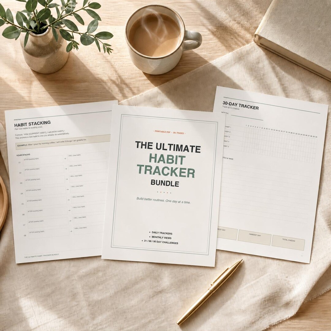 Habit Tracker Printable Bundle | Daily, Weekly, Monthly Planner (PDF ...