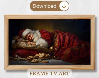 ヴィンテージの眠っているサンタの絵画：クリスマス TV アート