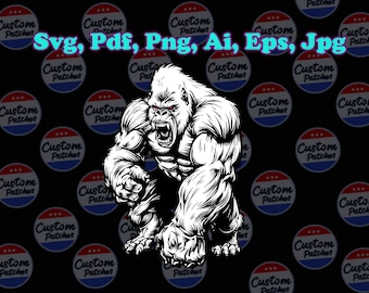 Archivo SVG de gorila / Archivo de corte de silueta de gorila gigante / Diseño inspirado en King Kong para Cricut y Silhouette, SVG de gorila agresivo - Archivos digitales