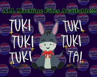 Diseño de bordado de burro Tuki Tuki – Patrón de burro navideño – Archivo de bordado a máquina festivo – Descarga instantánea - DST y PES