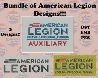 Paquete de bordado de la Legión Americana: 3 diseños oficiales, paquete oficial de 3 diseños, archivos digitales para bordado a máquina, descarga instantánea