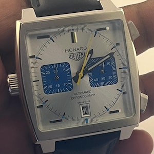 Vintage Tag Monaco Chronograph White Dial Date Analog Men's Wrist Watch Free Ship