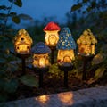 Solar Mushroom House Garden Light | Outdoor LED Stake Lamp