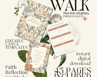 Jardin de Fleur Prayer Journal | 45 Page Canva Template | Floral Digital Devotional | Christian Planner
