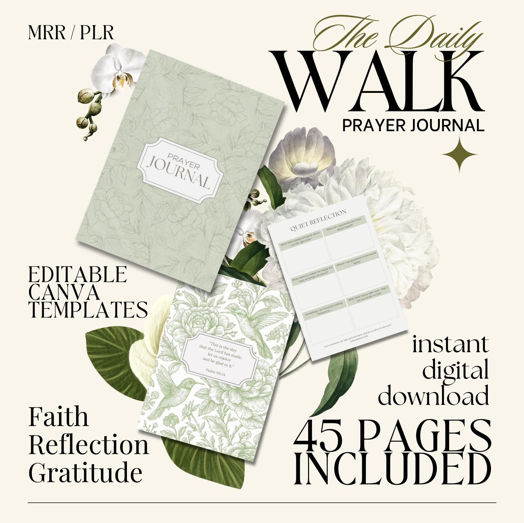 45-page Prayer Journal Canva Template | Daily Walk Studio (MRR PLR ...