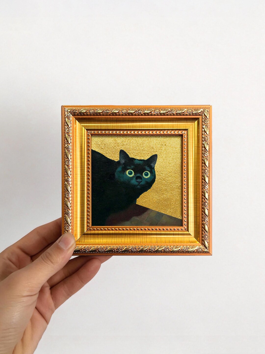 Cat Original Mini Oil Painting, Tiny Framed Pet Portrait Wall Art - Etsy