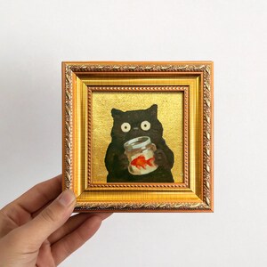 Cat Original Mini Oil Painting, Tiny Framed Pet Portrait Wall Art - Etsy