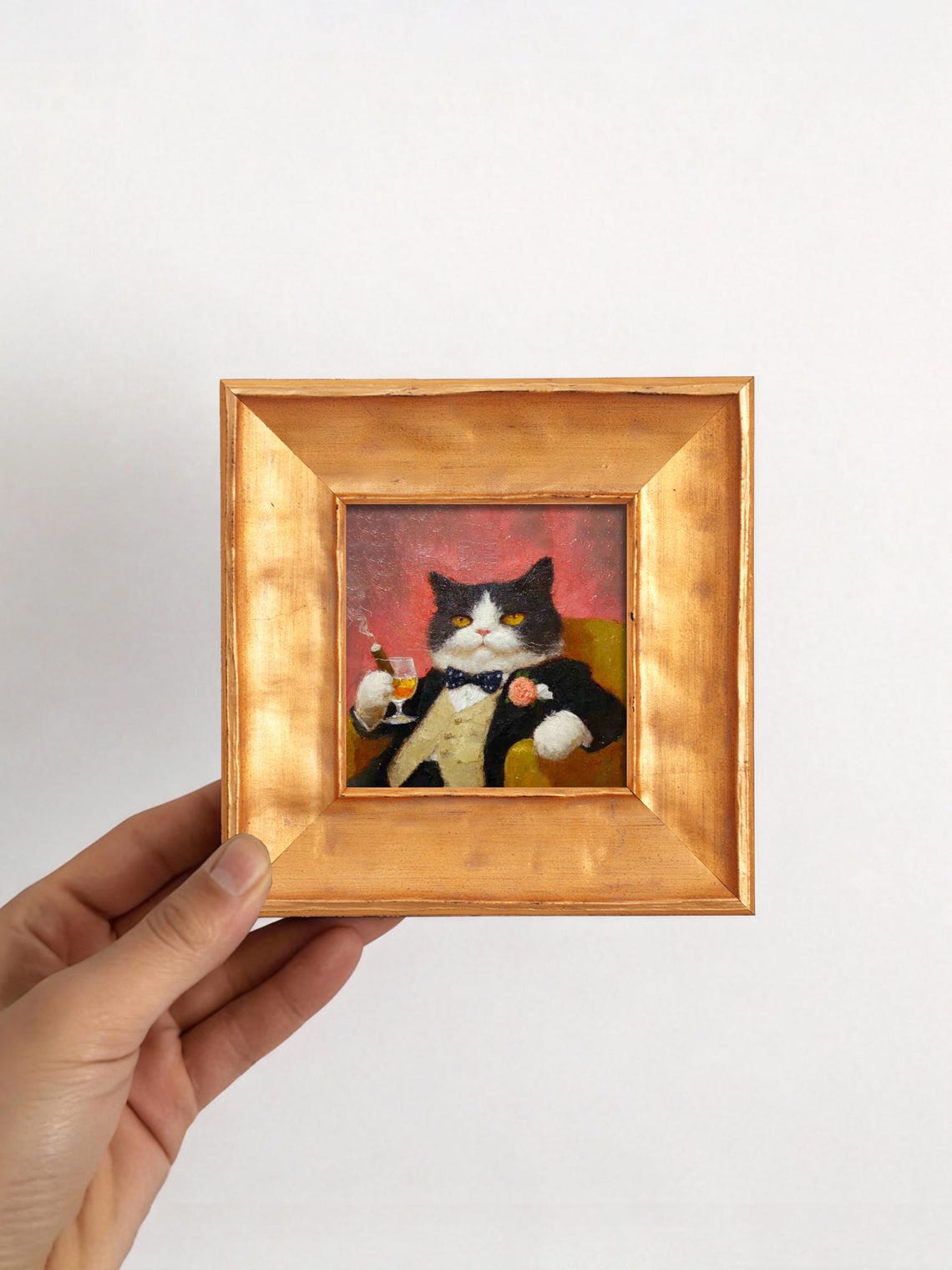 Cat Original Mini Oil Painting, Tiny Framed Pet Portrait Wall Art - Etsy