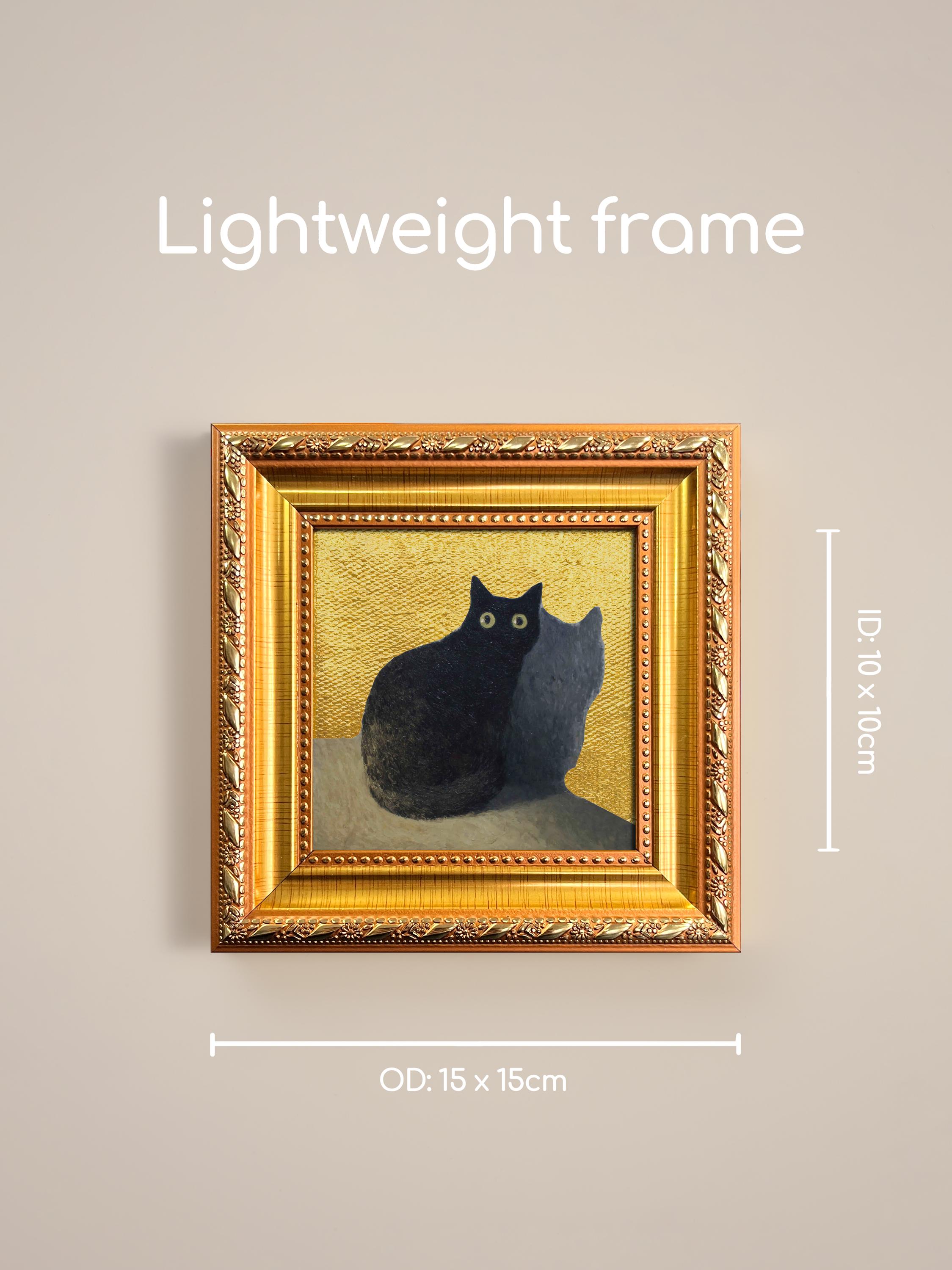 Gold Leaf Cat Original Mini Oil Painting, Tiny Framed Pet Portrait Wall ...